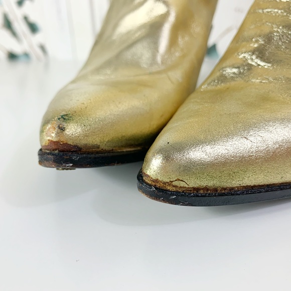 Justin Leather Gold Boots, 6 - Picture 8 of 8